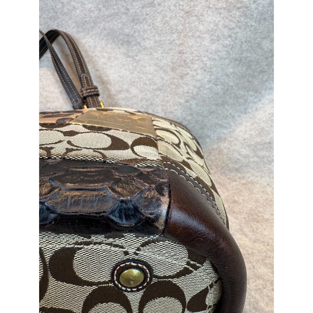 Y2K Vintage Coach Signature Patchwork Tote Bag - Gem
